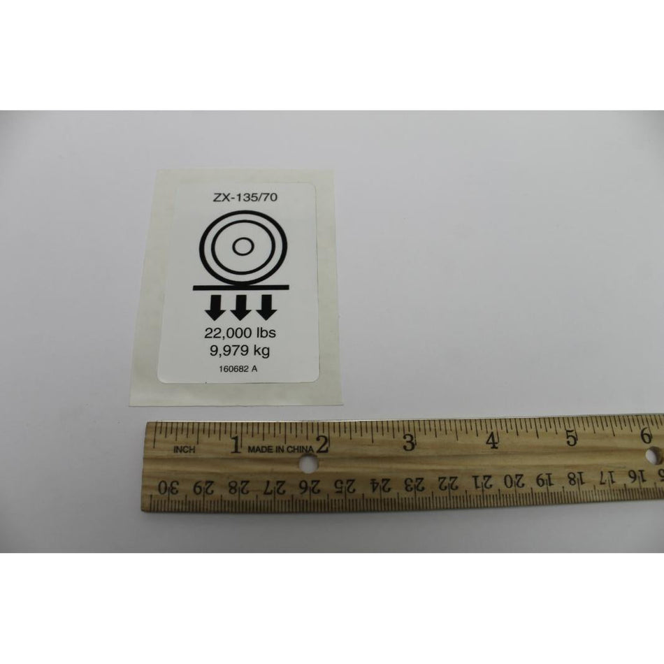 Genie Part # 160682. 160682GT - DECAL. LABEL. WHEEL LOAD ZX135