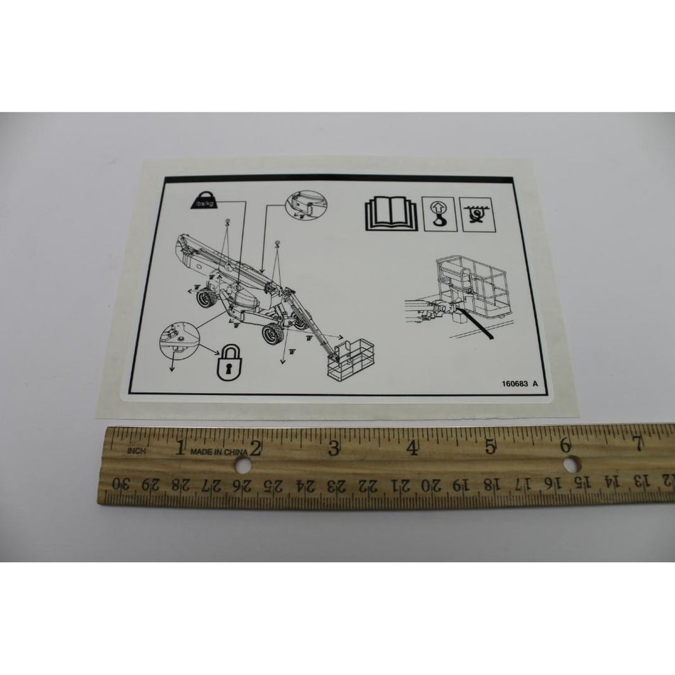 Genie Part # 160683. 160683GT - DECAL. LABEL. TRANSPORT DIAGRAM. ZX135