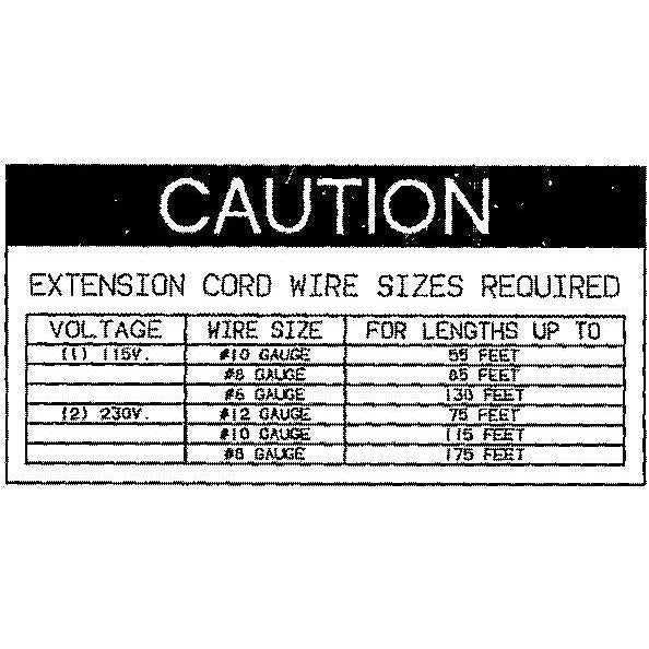 JLG Part # 1702120 - DECAL. (EXT WIR SIZE)