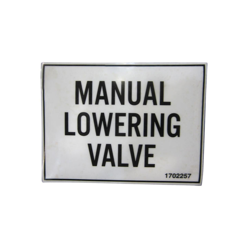 JLG Part # 1702257 - DECAL. (MAN LOW VOL)