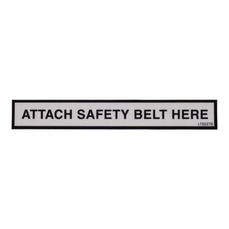 JLG Part # 1702276 - DECAL. ATTACH SAFETY BELT HERE
