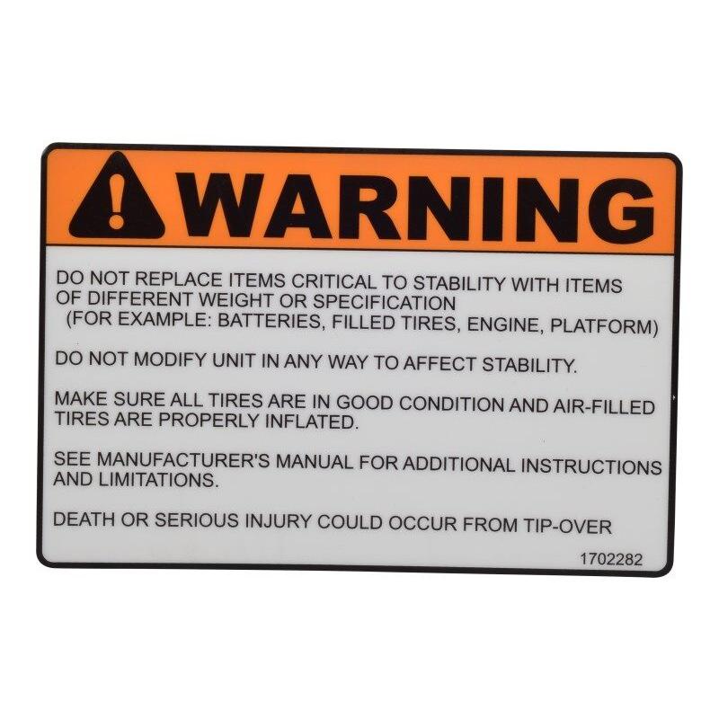 JLG Part # 1702282 - DECAL. (WARNING)
