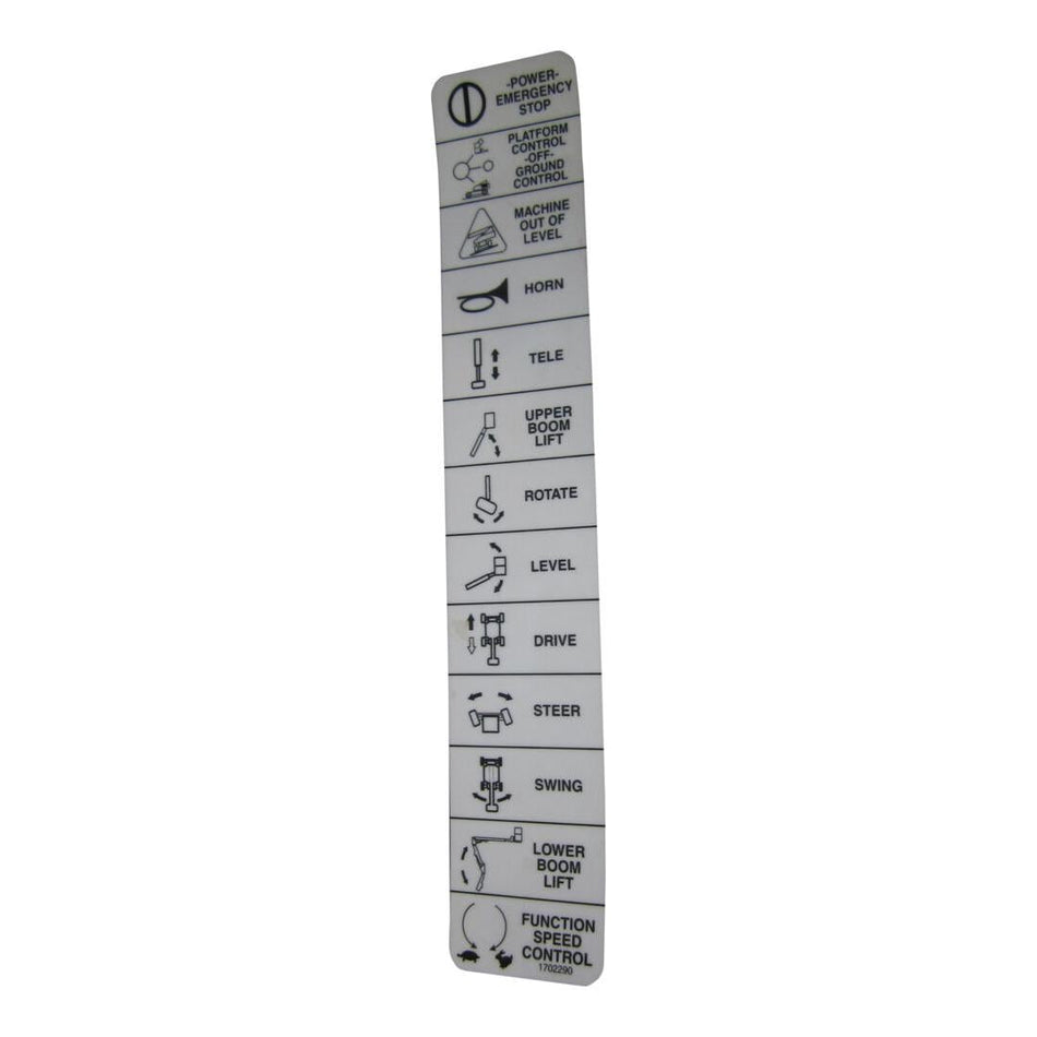 JLG Part # 1702290 - DECAL. (LEGEND)
