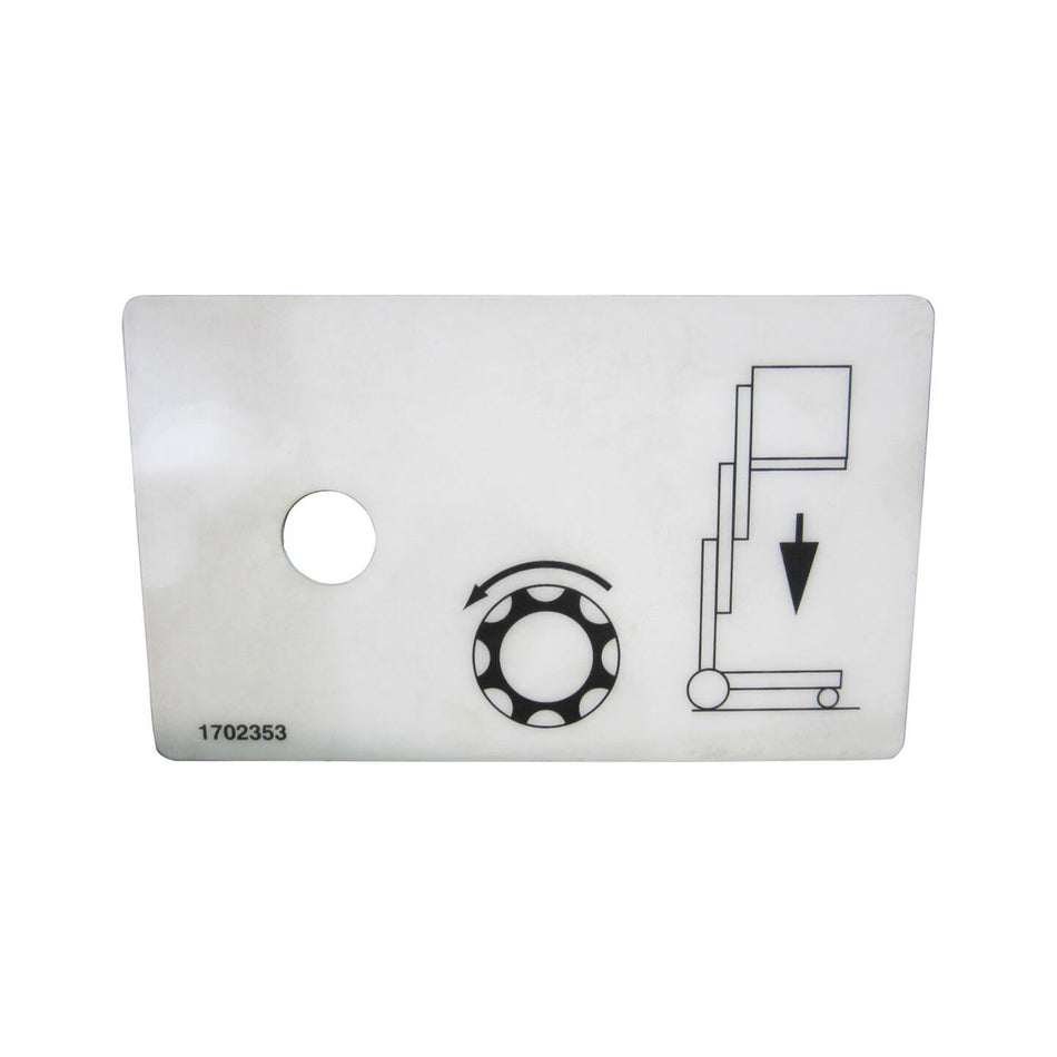 JLG Part # 1702353 - DECAL. (MANUAL DESCENT)