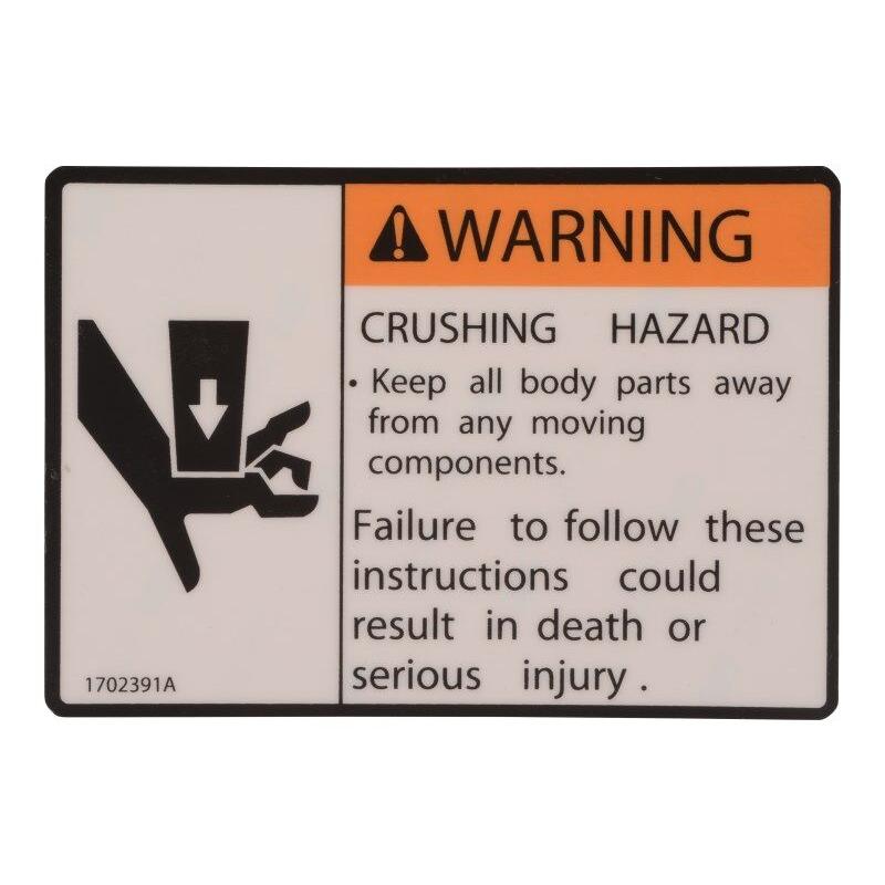 JLG Part # 1702391 - DECAL. CRUSHING HAZARD