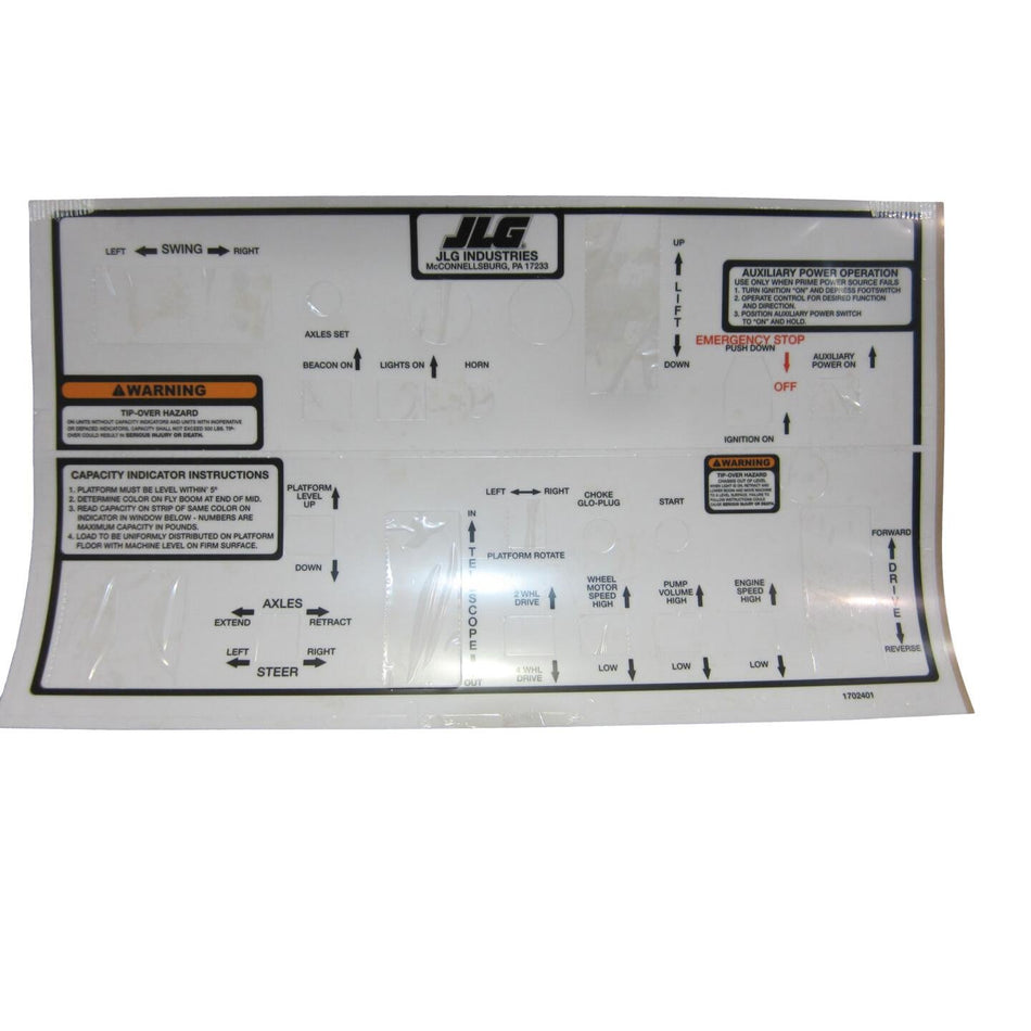 JLG Part # 1702401 - DECAL. CONSOLE BOX