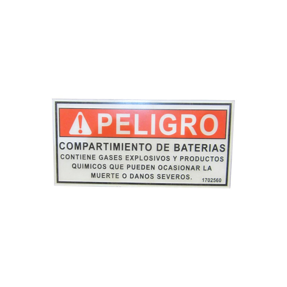 JLG Part # 1702560 - DECAL. BATTERY COMP (LAT AMER)