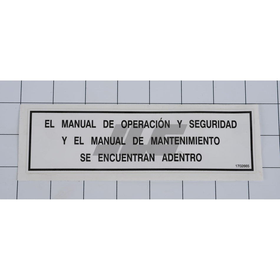 JLG Part # 1702665 - DECAL. OPER HANDBOOK (SPA. LAT)