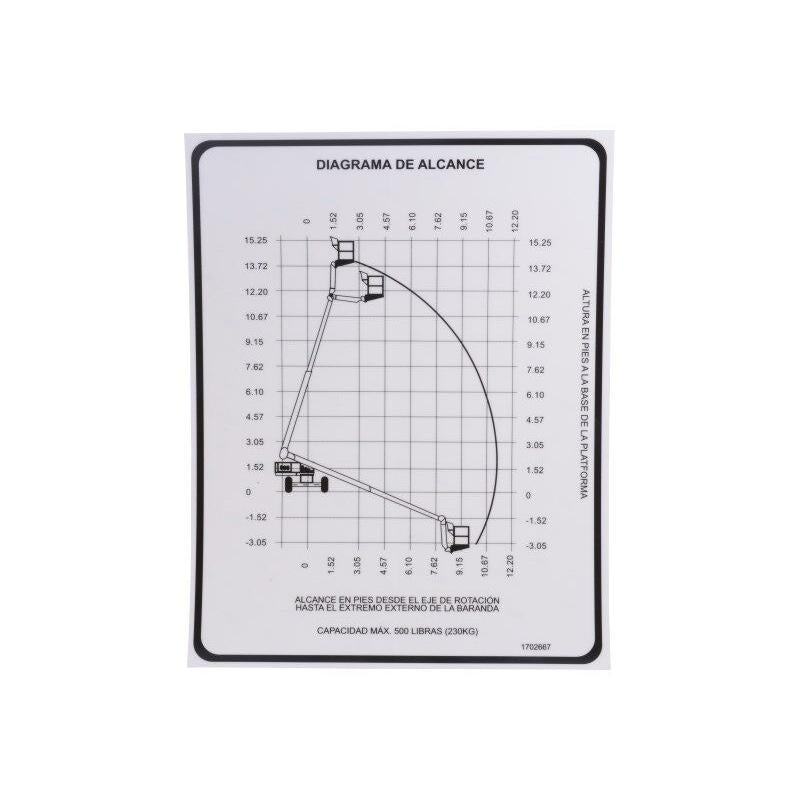 JLG Part # 1702667 - DECAL. REACH DIA (SPA. LAT AM)