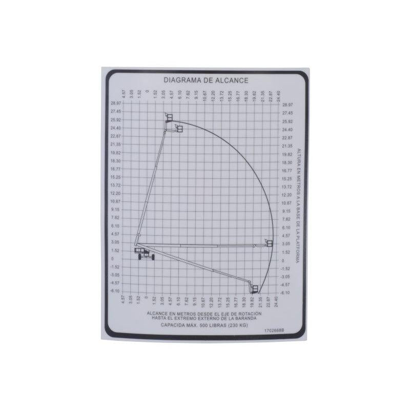 JLG Part # 1702668 - DECAL. REACH DIA (LAT AM. SPA. EA)