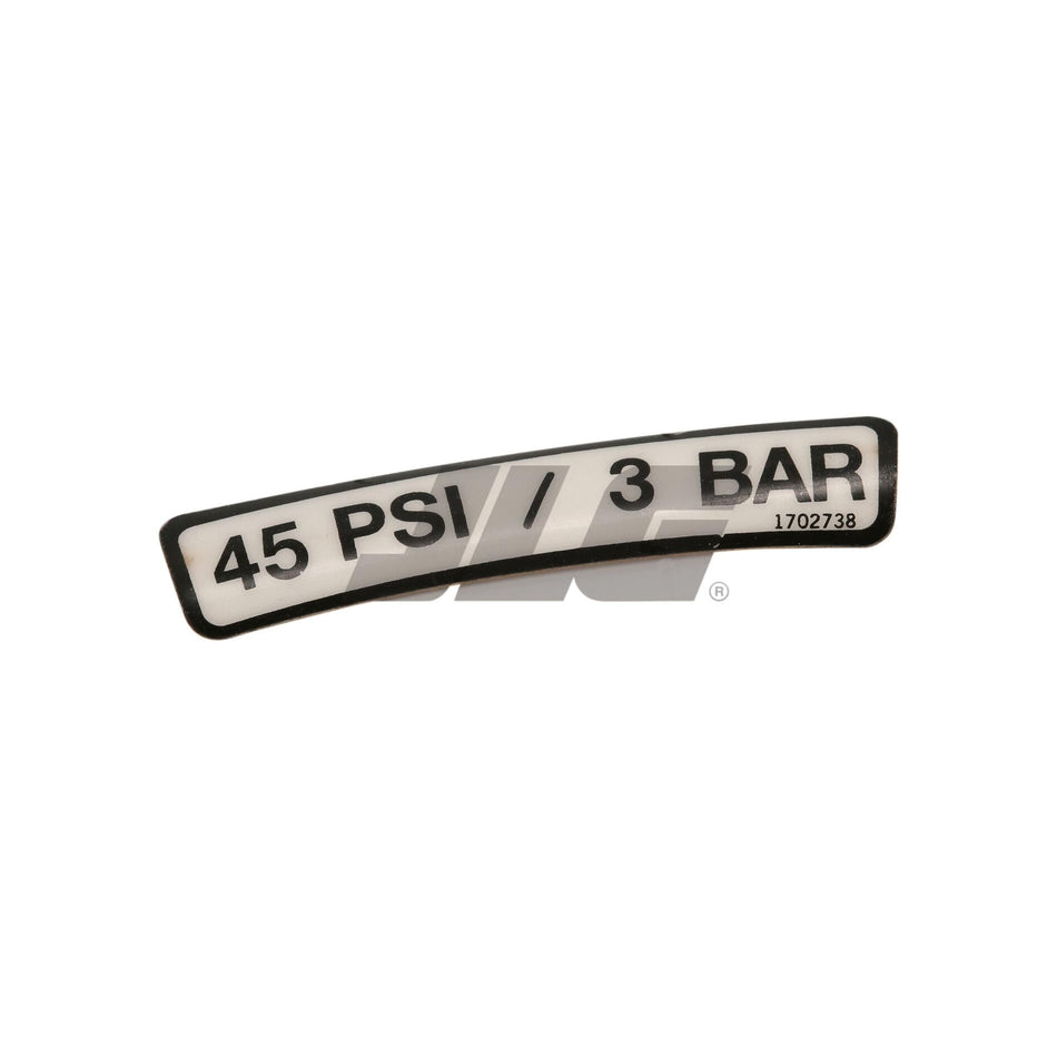 JLG Part # 1702738 - DECAL. TIRE PRESS (45 PSI)