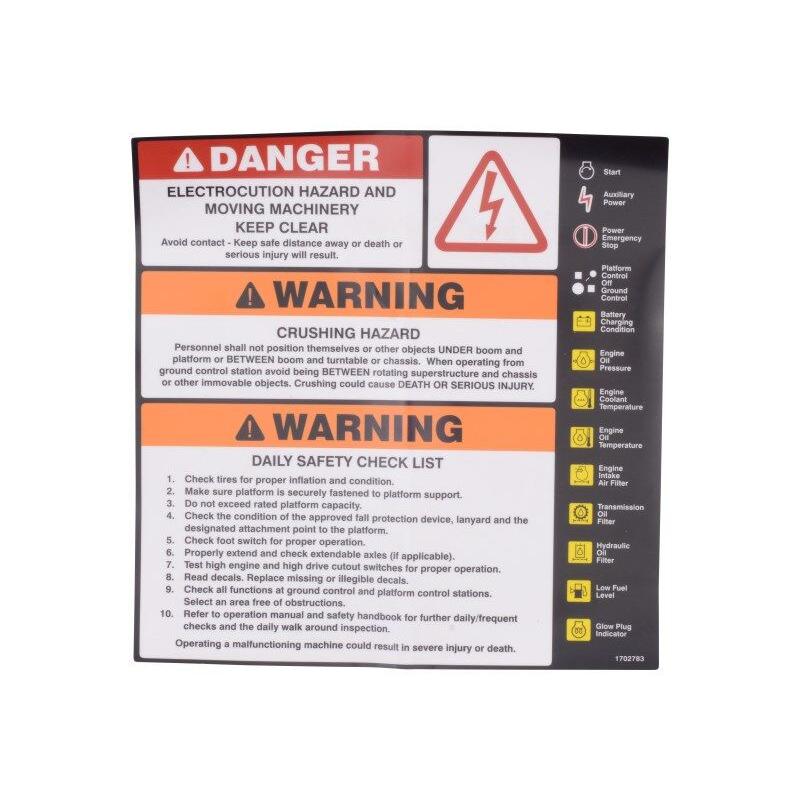 JLG Part # 1702783 - DECAL. DANGER/WARN