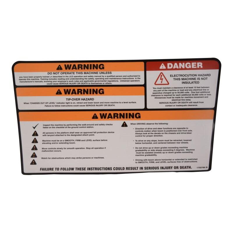 JLG Part # 1702785 - DECAL. WARN. DANGER