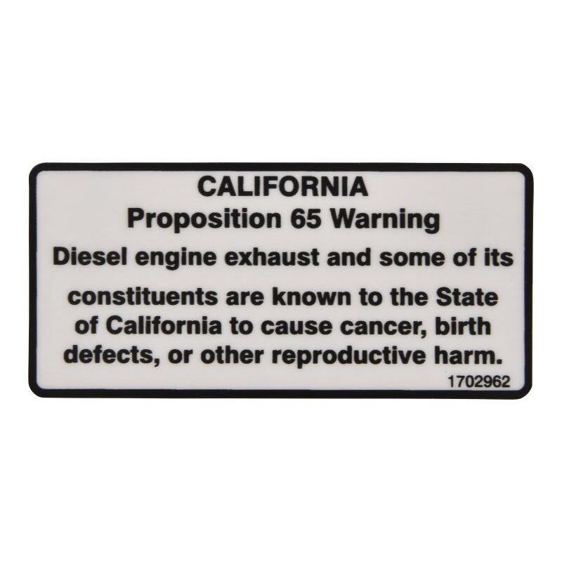 JLG Part # 1702962 - DECAL. WARNING PROP 65/DSL