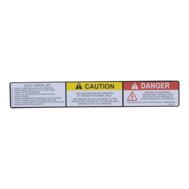 JLG Part # 1703183 - DECAL. CAUTION (UK ENG)