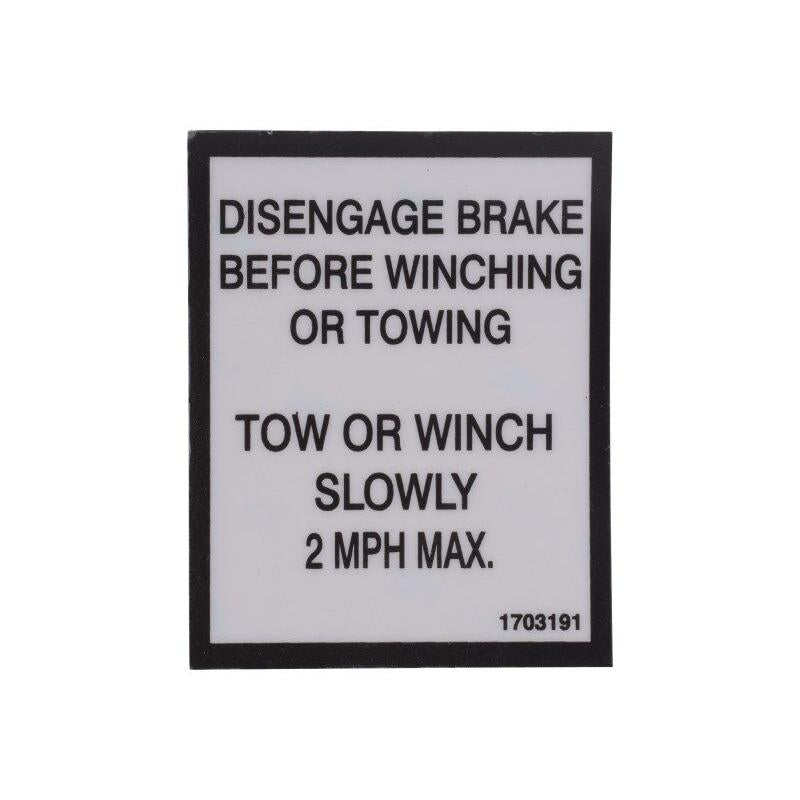 JLG Part # 1703191 - DECAL. WINCHING/TOWING