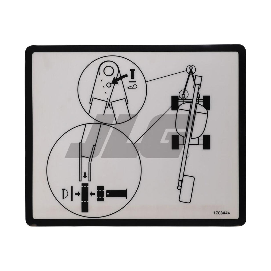 JLG Part # 1703444 - DECAL. TOW BAR INST