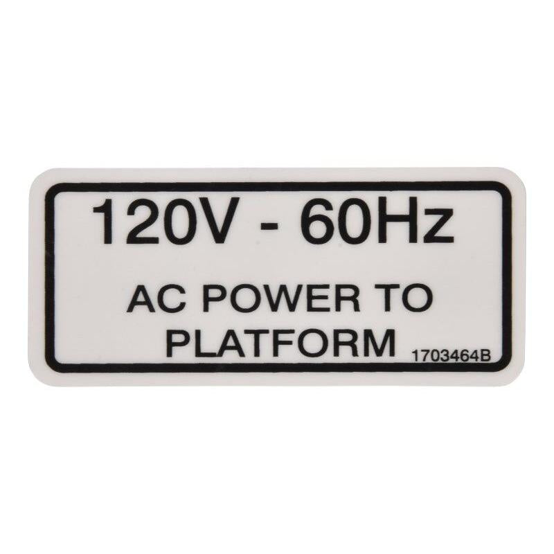 JLG Part # 1703464 - DECAL. AC POWER