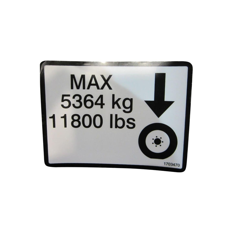 JLG Part # 1703470 - DECAL. MAX TIRE LOAD