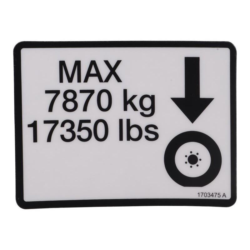 JLG Part # 1703475 - DECAL. MAX TIRE LOAD