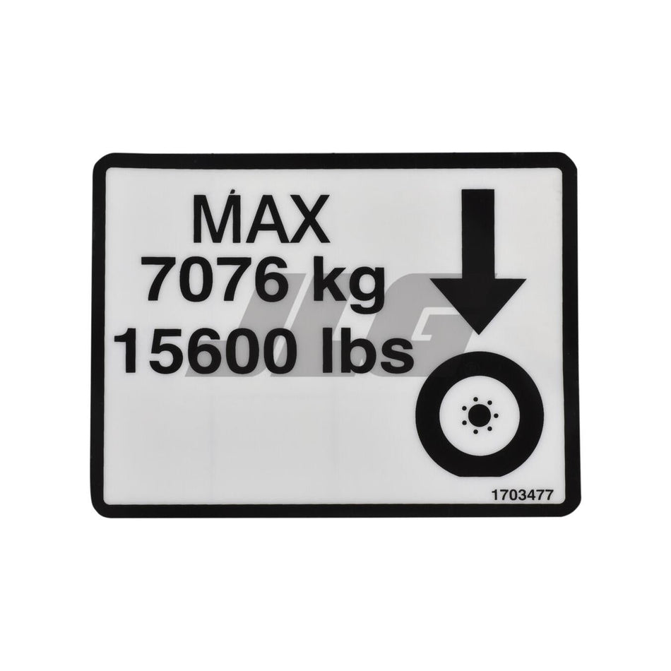 JLG Part # 1703477 - DECAL. MAX TIRE LOAD