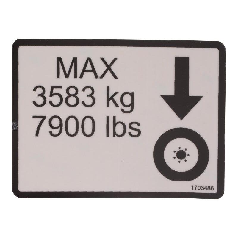 JLG Part # 1703486 - DECAL. MAX TIRE LOAD