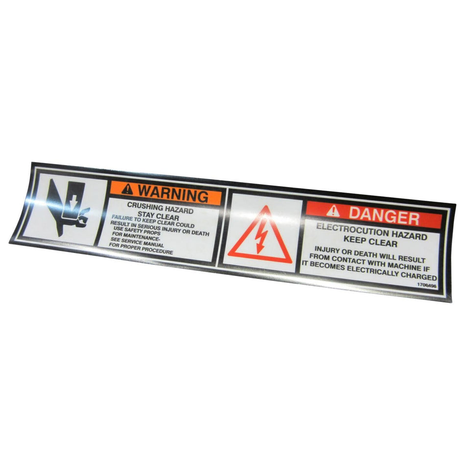 JLG Part # 1703496 - DECAL. CRUSHING (DOM)