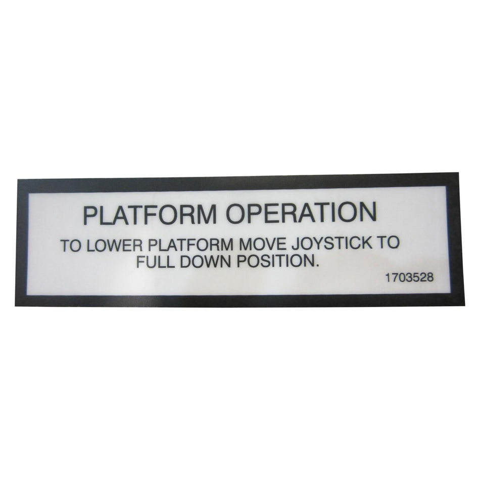 JLG Part # 1703528 - DECAL. LIFT DOWN