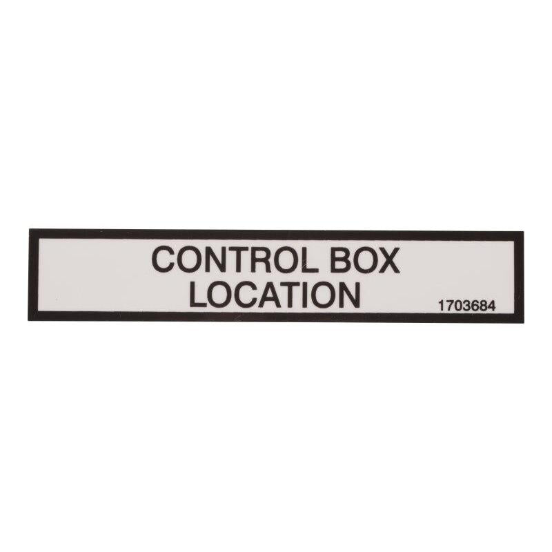 JLG Part # 1703684 - DECAL. CONT BOX LOC (DOM)