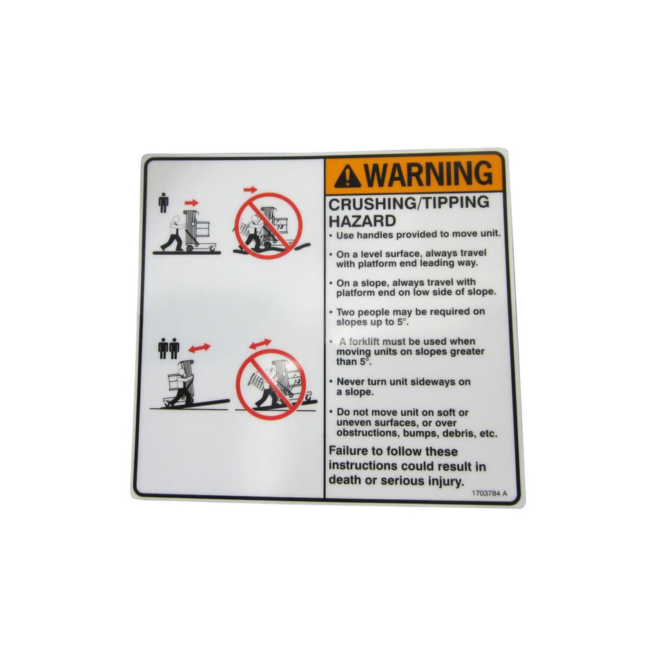 JLG Part # 1703784 - DECAL. WARNING-CRUSHING
