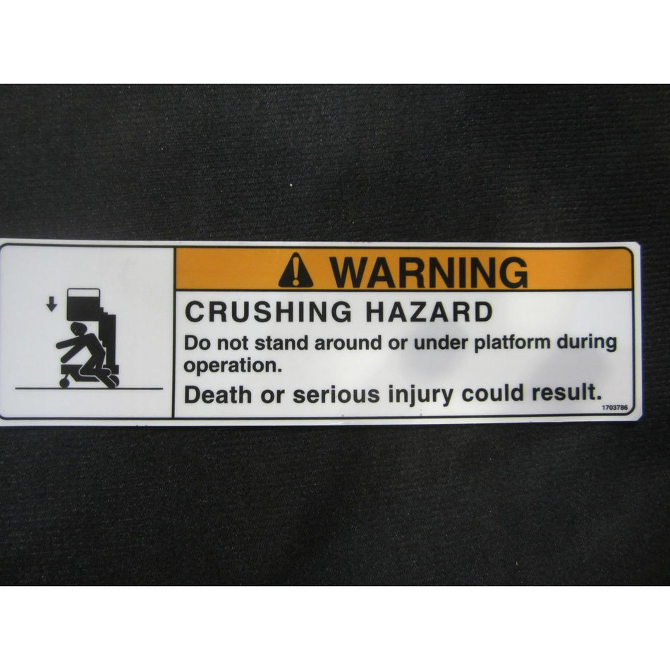JLG Part # 1703786 - DECAL. WARNING-CRUSHING