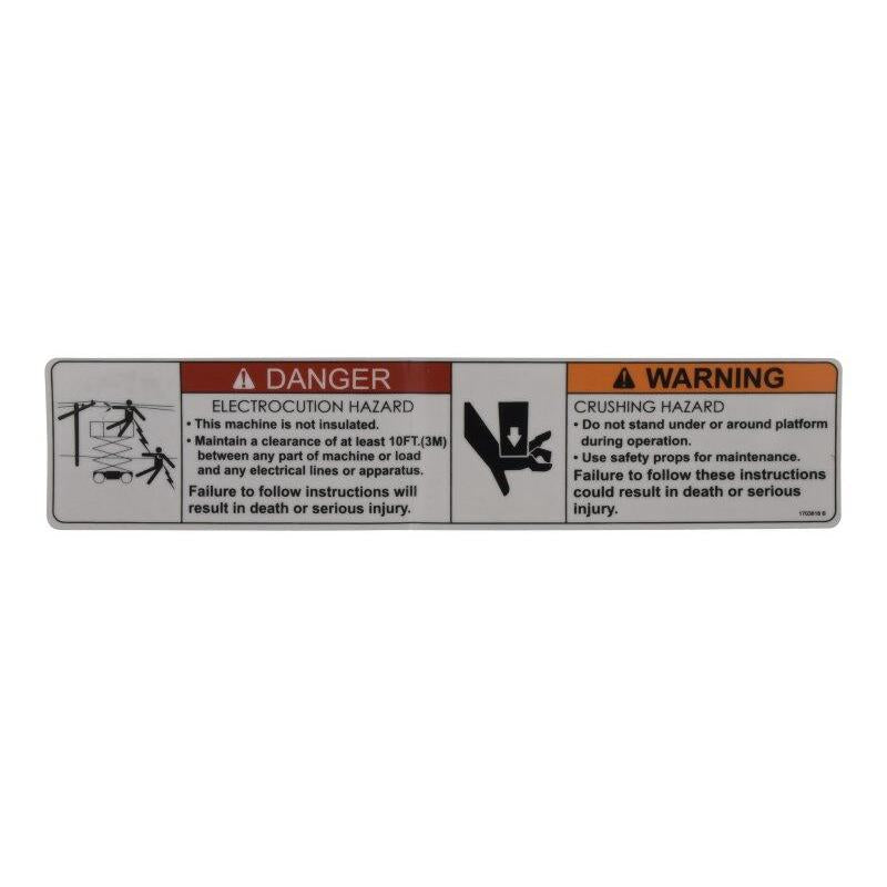 JLG Part # 1703818 - DECAL. WARNING CRUSH HAZARD