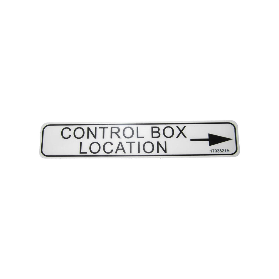 JLG Part # 1703821 - DECAL. CONTROL BOX LOCATION