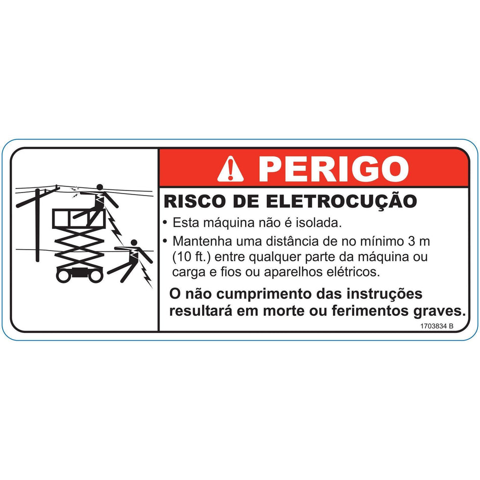 JLG Part # 1703834 - DECAL. DANGHER ELECT.HAZARD-POR