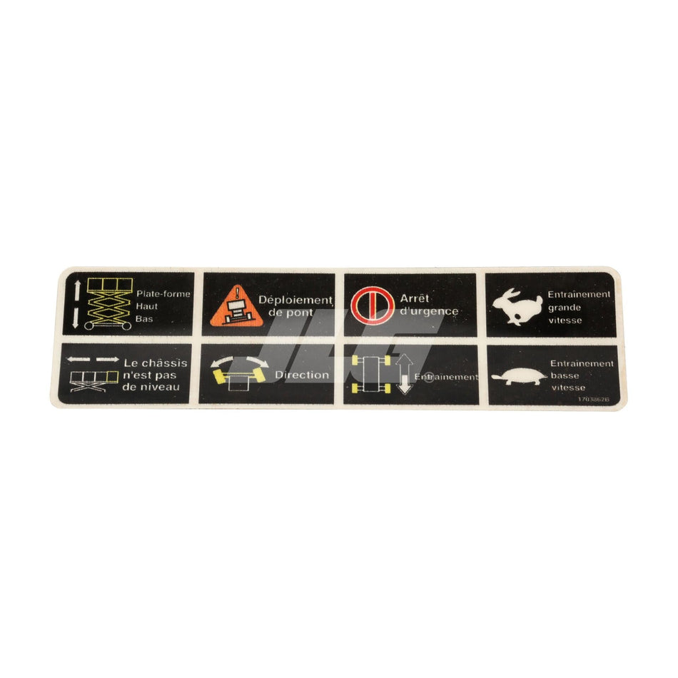 JLG Part # 1703862 - DECAL. LEGEND CSA FRE