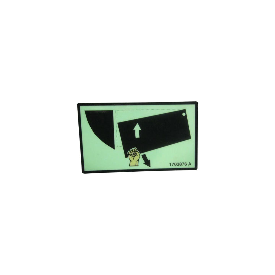 JLG Part # 1703876 - DECAL. ENG TRAY SWING
