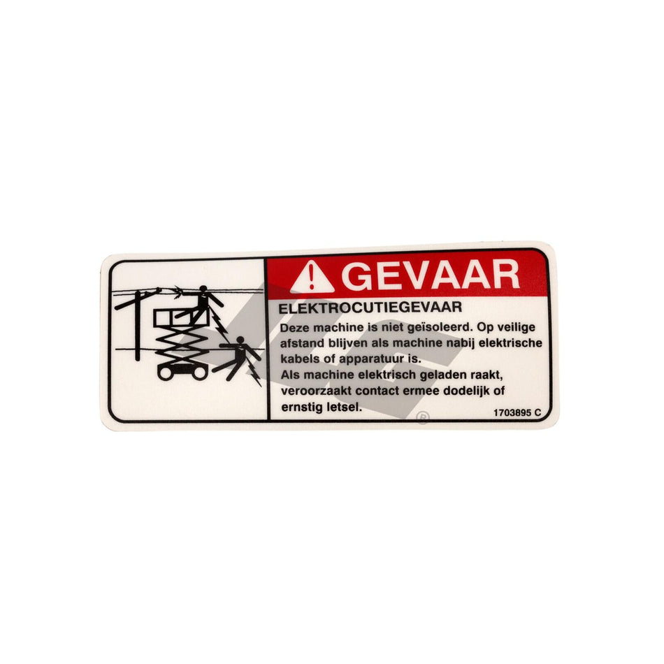 JLG Part # 1703895 - DECAL. DANGER ELECT.HAZARD (DUT)