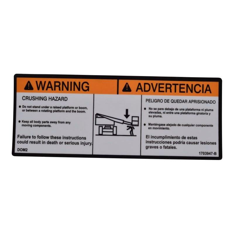 JLG Part # 1703947 - DECAL. WARNING CRUSHING 1 (DOM2)