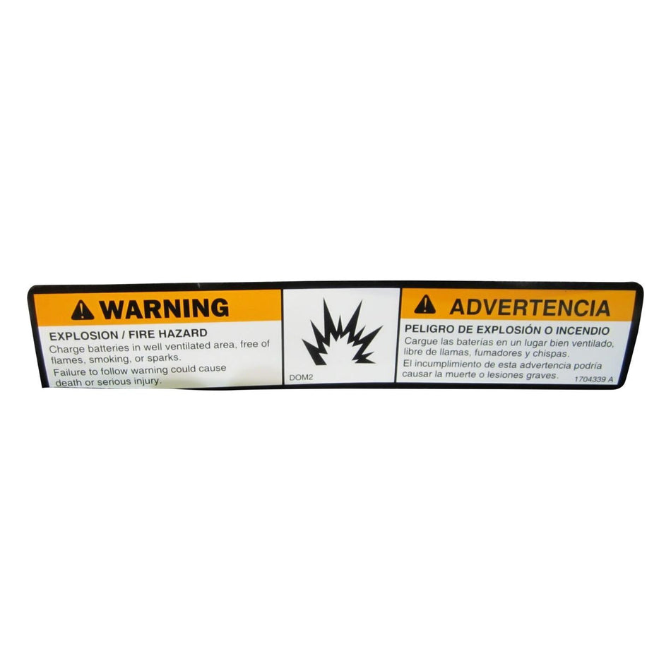 JLG Part # 1704339 - DECAL. WARN BATT VENT (DOM2)
