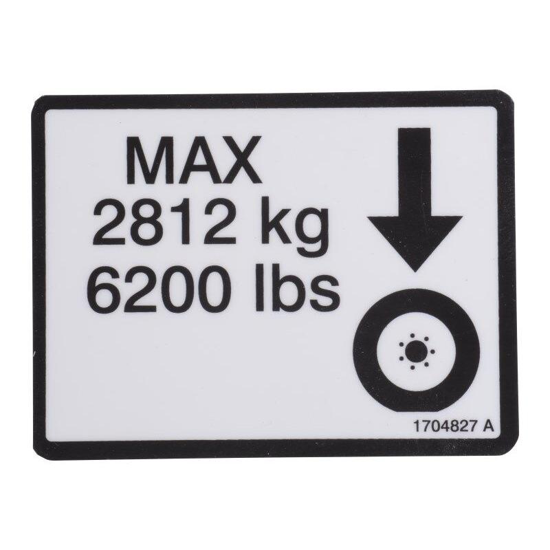 JLG Part # 1704827 - DECAL. MAX TIRE LOAD 6200#