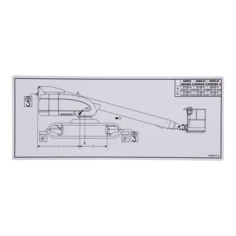 JLG Part # 1705177 - DECAL. 600SC LIFT DIAGRAM