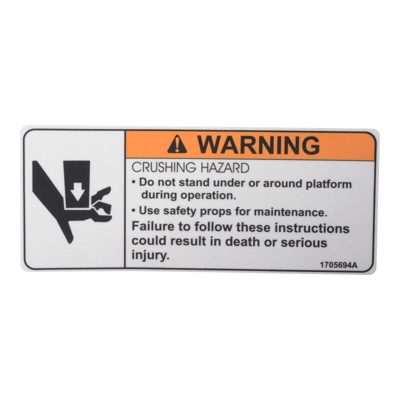 JLG Part # 1705694 - DECAL. CRUSHING 1930ES