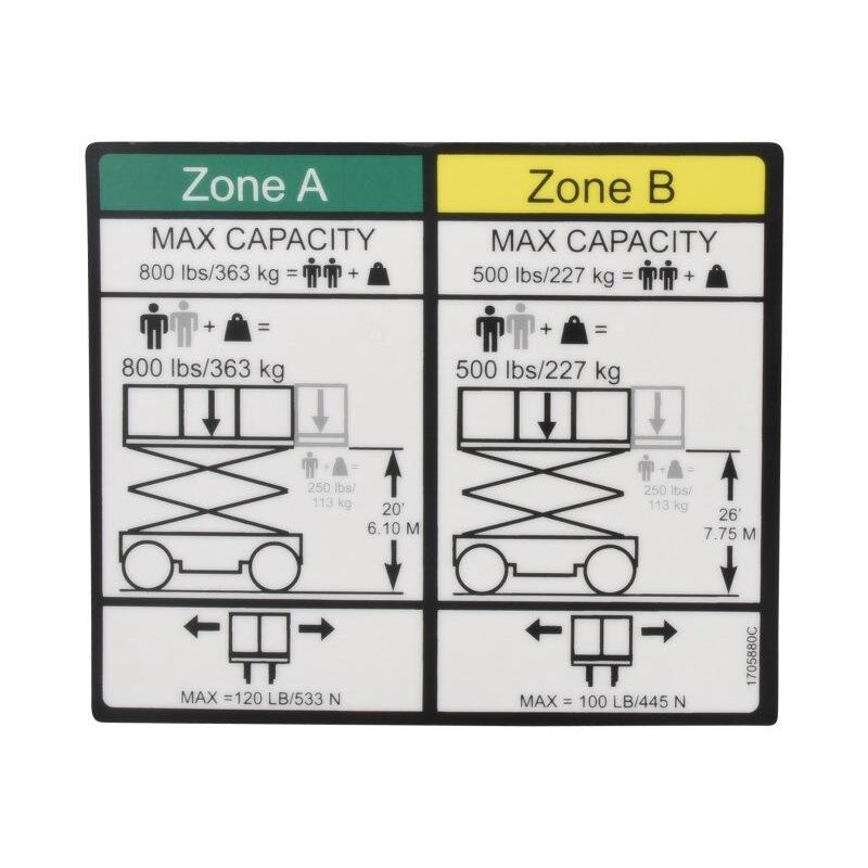 JLG Part # 1705880 - DECAL. CAP (500/227. 800/363)