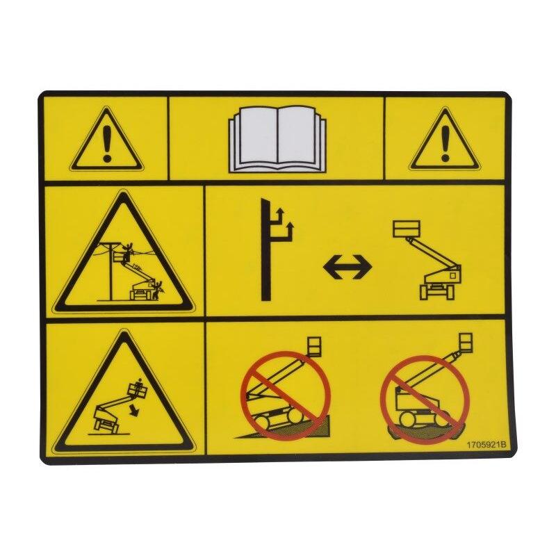 JLG Part # 1705921 - DECAL. TIPPING/ELECT. PLF (CE)