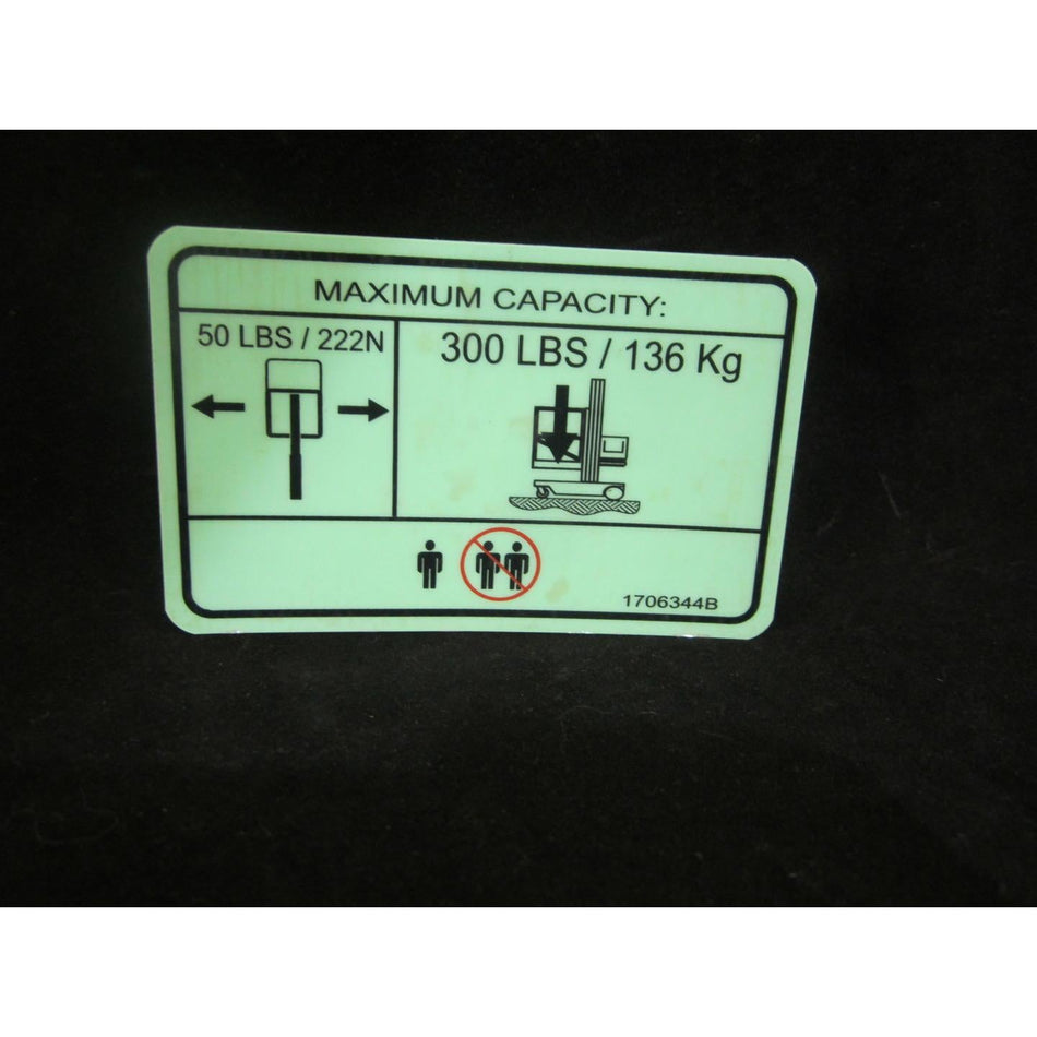 JLG Part # 1706344 - DECAL. CAPACITY (300LBS)