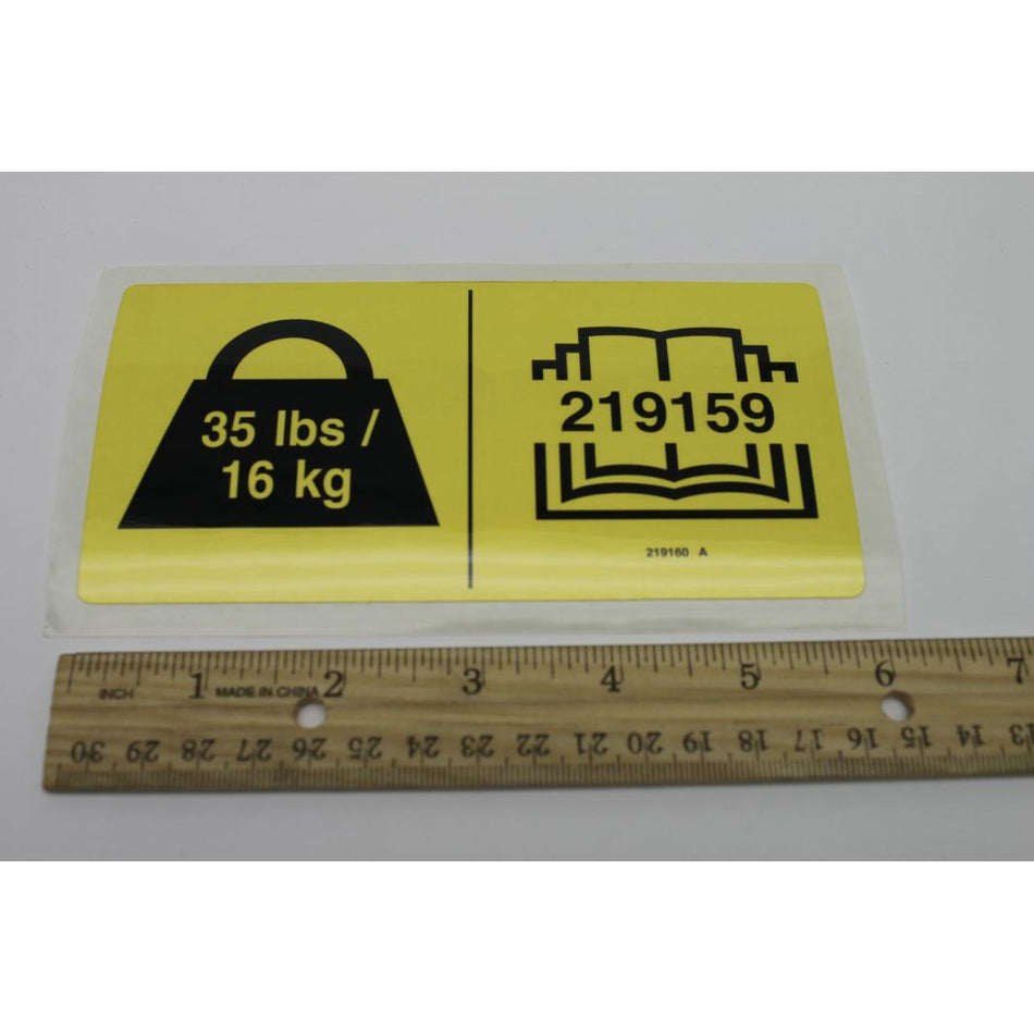 Genie Part # 219160. 219160GT - DECAL. DANGER. TIPOVR. O.P.STRUCT