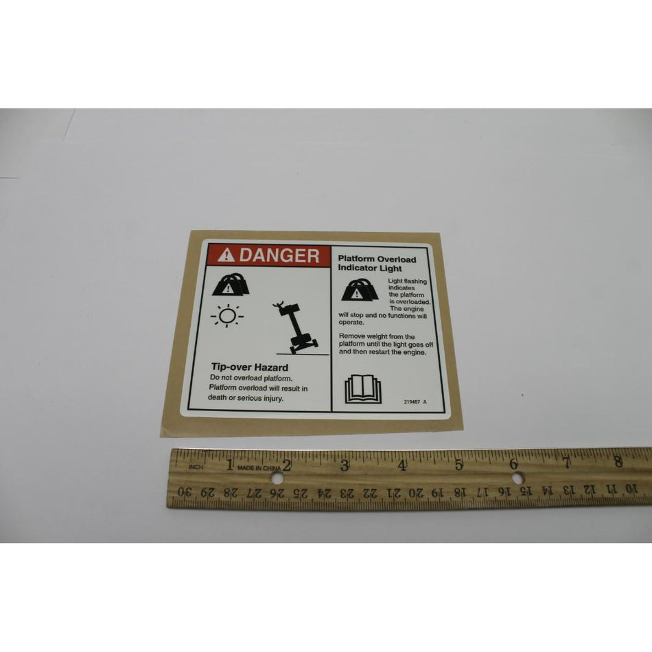 Genie Part # 219487. 219487GT - DECAL. PLATFORM OVERLOAD