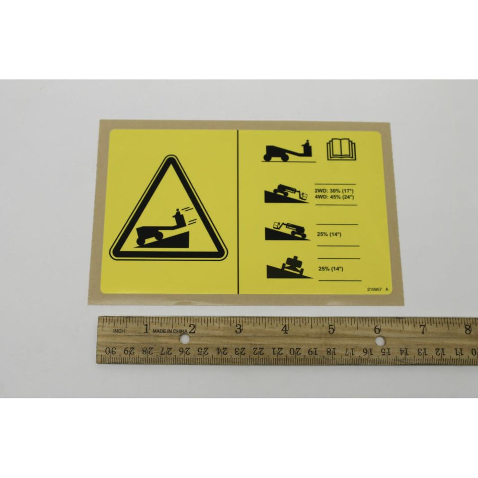 Genie Part # 219957. 219957GT - DECAL. RUNAWAY HAZARD