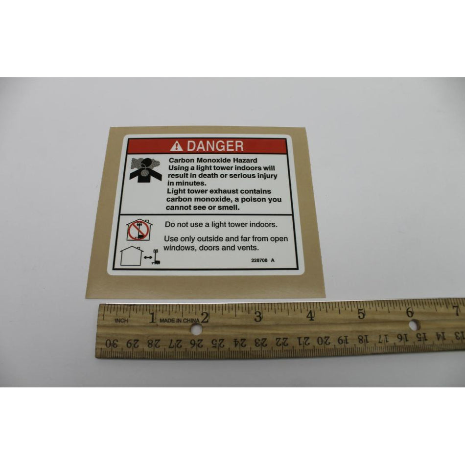 Genie Part # 228708. 228708GT - DECAL. DANGER. CSA OUTDOOR USE