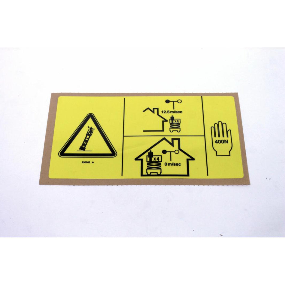 Genie Part # 230805. 230805GT - DECAL.DANGER.MAN FRC. GS2669